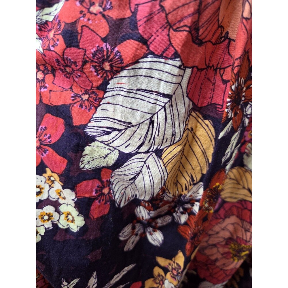 Garnet Hill Dress Womens 8 Floral 100% Cotton Fit Flare Waist Tie Midi - Picture 3 of 12